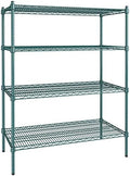 21" x 42" NSF Green Epoxy 4-Shelf Kit with 54" Posts, Heavy Duty Storage Shelving, Wire Shelving Kit, NSF Commercial Storage Rack Unit