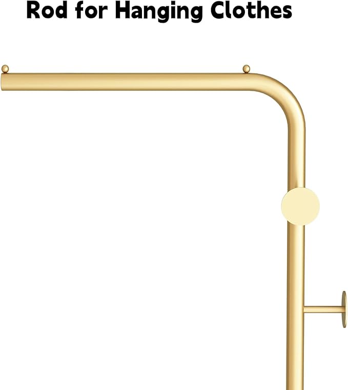 Metal Gold Coat Racks, Standing Coat Rack with Heavy Base, Modern Coat Tree with Crossbar and 3 Hooks, Entryway Coat Racks for Handbags, Clothing.(67inch)