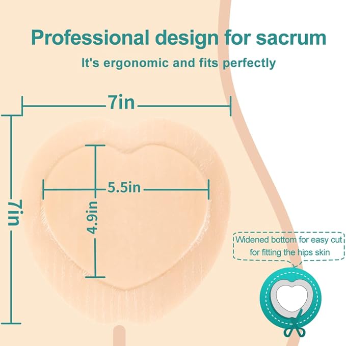 Dimora Wound Dressing Sacrum Foam Bandages Silicone Adhesive Border 7.08"x7.08" Waterproof Sacral Pads Absorbent Breathable Bed Sore Pressure Dressing