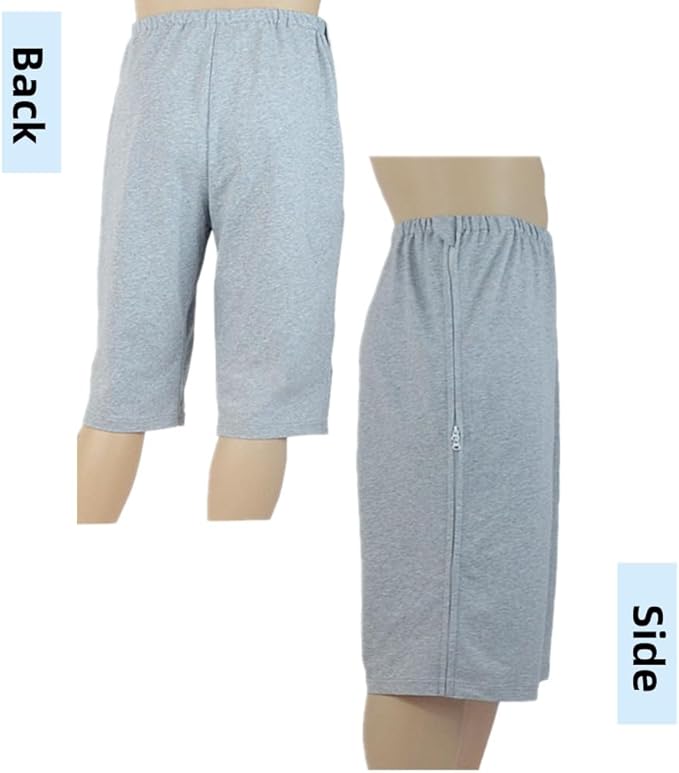 WEEOATAR Bedridden Patient Clothing,Full Open Post Surgery Pants,Patient Care Trousers,Disability Clothing with Zippers for Easy Access,Post-op Pants Suit for Fracture,Disable,Elderly(Grey,M)