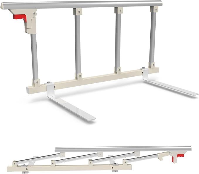 Bed Rails for Elderly Adults Safety, Folding Bedside Assist Rail Handle, Collapsible Bed Fence Preventing Falling for King, Queen, Full, Twin