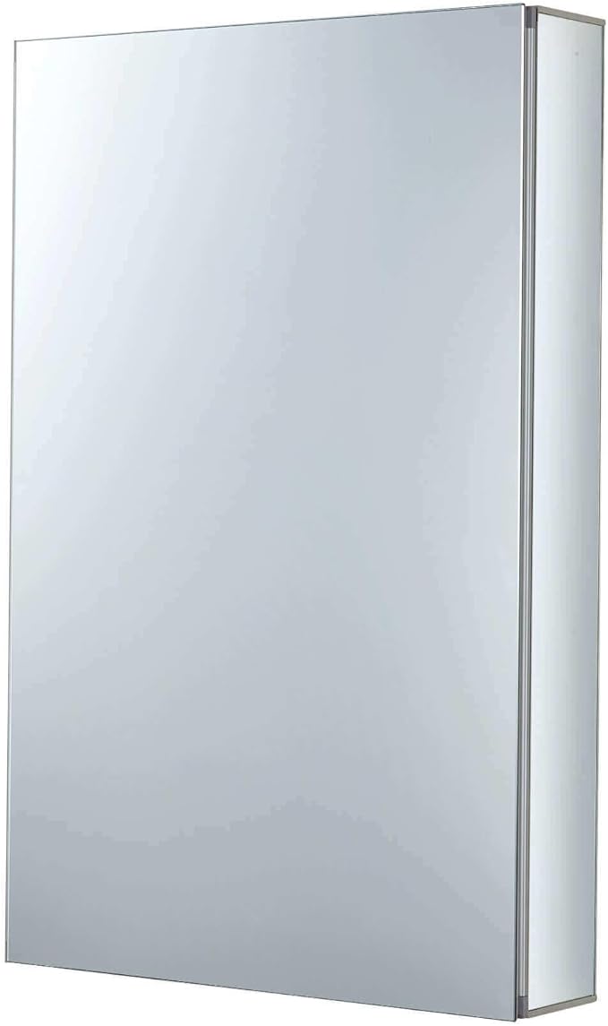 Fine Fixtures Bathroom Medicine Cabinet - Single Door, Aluminum, Recessed/Surface Mount, 24" x 36", Right/Left Hinged, Mirrored Interior