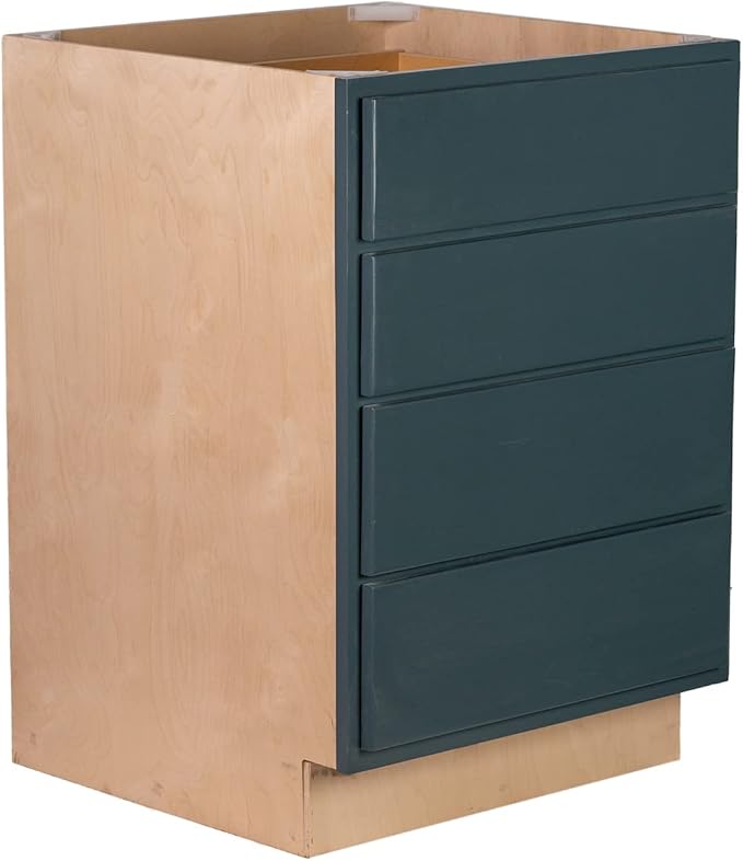 Quicklock RTA (Ready-to-Assemble) | Base Kitchen Cabinets - Shaker Style | Made in America (Needlepoint Navy, 18" Wx34.5 Hx24 D 4 Drawer)