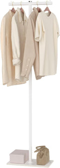 T-shaped Coat Rack Freestanding, Modern Clothes Rack with Rock Slab Base, Heavy-duty Metal Coat Tree for Boutiques, Hallway, Entryway, 68.9 Inches High, White, GYJ001W
