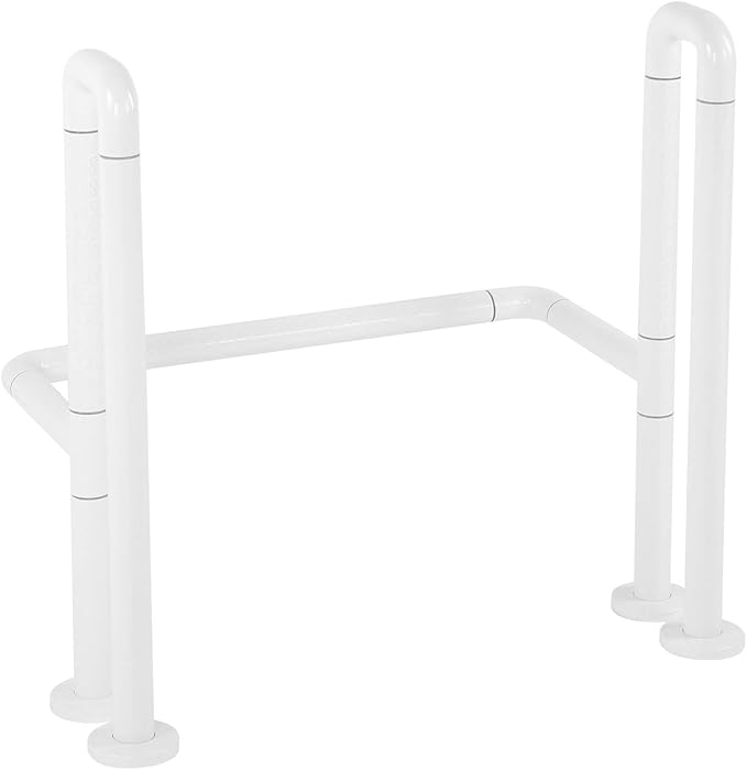 Respicefinem White Toilet Grab Bar Stainless Steel Bathroom Safety Hand Rail for Elderly with Fluorescent Ring Non Slip Surface Easy to Clean High Strength Suppo