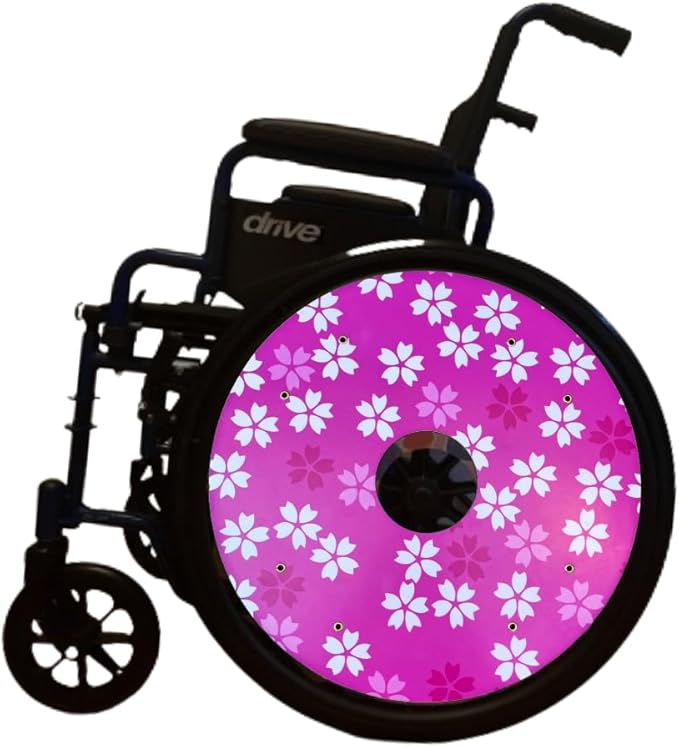 Designer Christmas Wheelchair Wheel Accessories, Waterproof Wheels Accessories, Easy Install/Remove, Lightweight, for Kids and Adults (Cherry Blossom)