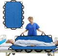 Bed Positioning Pad with Reinforced Handle 70" X 40" Multipurpose Waterproof Transfer Sheet for Turning Lifting & Sliding Reusable Washable Patient Positioning Sheet for Bedridden Caregiver Light Blue