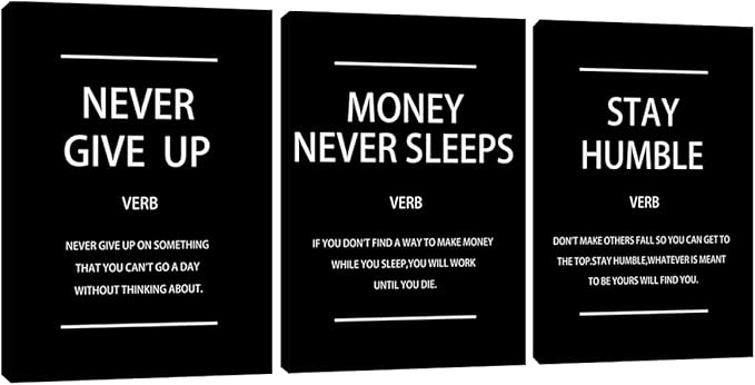 Entrepreneur Office Positive Quotes Encouraging Canvas Wall Art, Motivational Humble Wall Decor Inspiration Affirmation Office Poster Wall Hanging Picture Decorations for Home Workplace 12"x16"x3