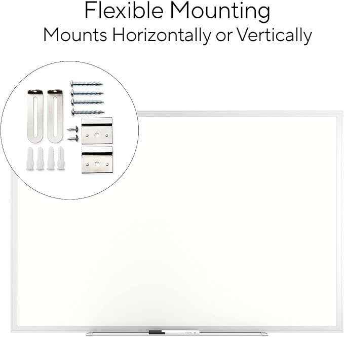 TRU RED Melamine Whiteboard | Dry Erase Board for Wall, White Board with Gray Aluminum Frame, 3 ft x 2 ft