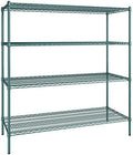 24" x 60" NSF Green Epoxy 4-Shelf Kit with 64" Posts, Heavy Duty Storage Shelving, Wire Shelving Kit, NSF Commercial Storage Rack Unit