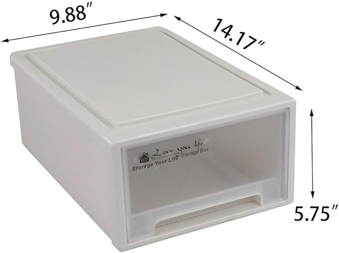 12 Quart Plastic Stacking Storage Drawer Unit Front Box, 1 Pack
