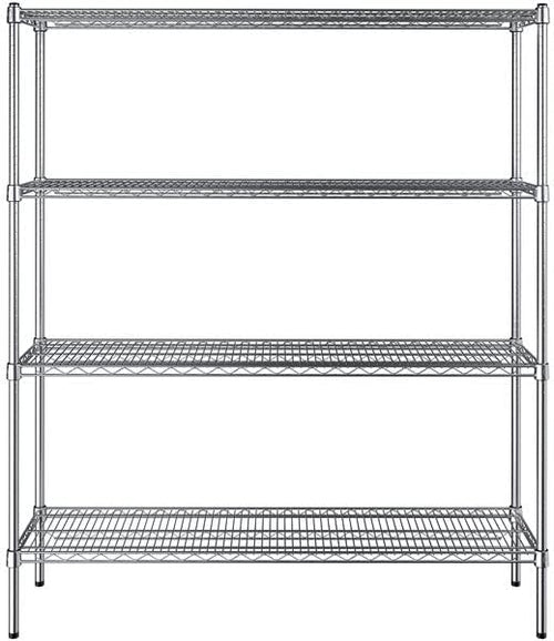 14" x 54" NSF Chrome 4-Shelf Kit with 64" Posts, Heavy Duty Storage Shelving, Wire Shelving Kit, NSF Commercial Storage Rack Unit