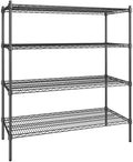 21" x 48" NSF Black Epoxy 4-Shelf Kit with 54" Posts, Heavy Duty Storage Shelving, Wire Shelving Kit, NSF Commercial Storage Rack Unit