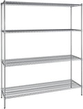 21" x 72" NSF Chrome 4-Shelf Kit with 86" Posts, Heavy Duty Storage Shelving, Wire Shelving Kit, NSF Commercial Storage Rack Unit