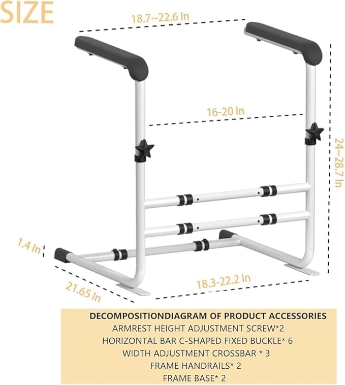Couch Stand Assist Rail Mobility, Height & Width Adjustable Chair Lift Assist Devices for Seniors, Mobility Standing Aid for Disabled, Patients, Seniors