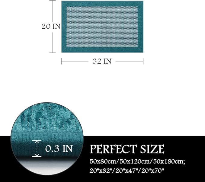 PADOOR Kitchen Mats for Floor, Kitchen Rugs Non Slip Washable, Rubber Backed Kitchen Runner Super Absorbent Kitchen Floor Mat Sink Rug, 20"x32" Teal