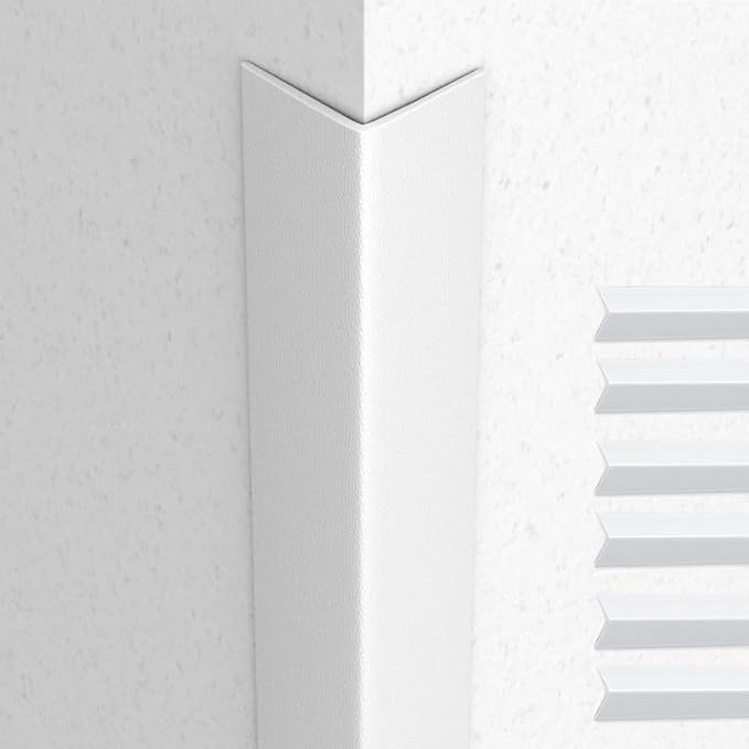 Proflex Wall Corner Protector - White Textured 1 inch x 48 inch - Pack of 6 - Self Adhesive Corner Guards for Walls Edge Protection – Easy to Apply – No Tools Needed