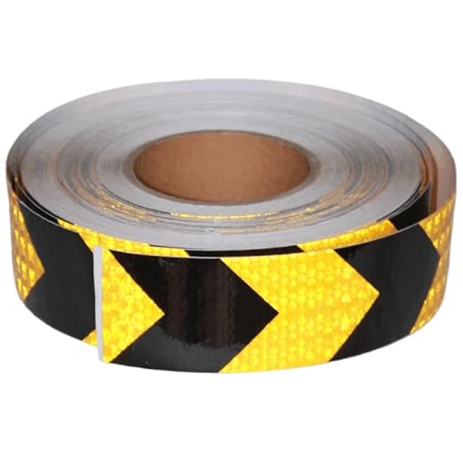 Yellow Black Reflective Tape 2 inch X 166 feet, Outdoor Waterproof Hazard Conspicuity Warning Industrial Marking Tape