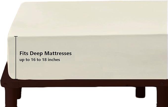 Top Split Queen Fitted Sheet Only for Adjustable beds, Split Down 32 inches from The Top, 600 Thread Count 100% Cotton Half Split Flex Head Fitted Sheet for Sleep Number Beds, Ivory