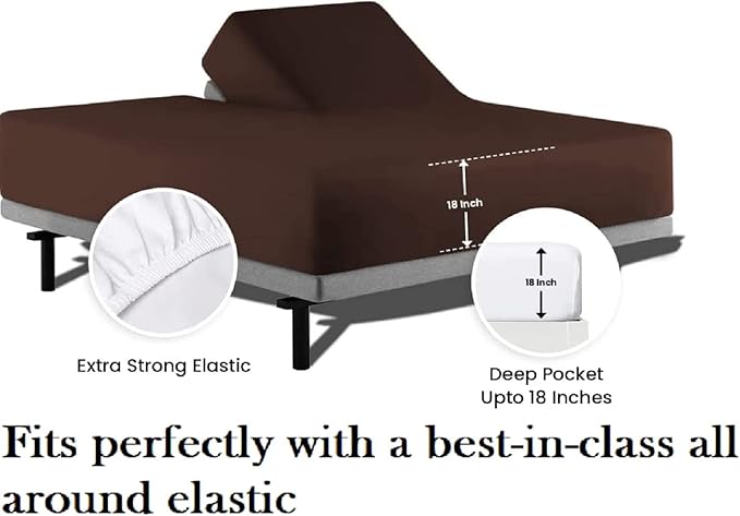 Top Split Queen Fitted Sheet Only for Adjustable beds, Split Down 32 inches from The Top, 600 Thread Count 100% Cotton Half Split Flex Head Fitted Sheet for Sleep Number Beds, Chocolate