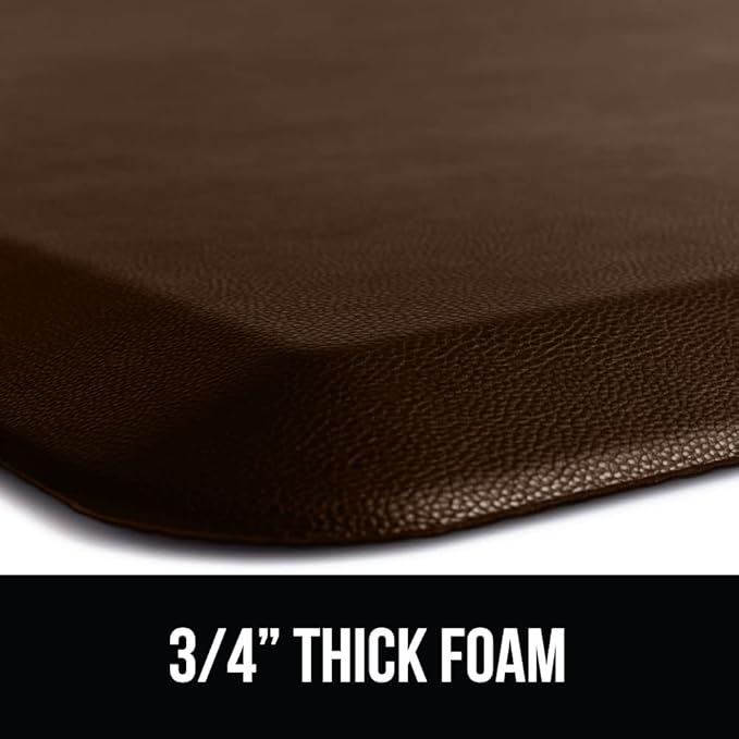 GORILLA GRIP Comfortable Cushioned Kitchen Mats for Floor, 39x20, Waterproof and Stain Resistant Soft Top, 3/4 Inch Thick Ergonomic Standing Desk Anti Fatigue Mat, Foam Supports Ankles and Feet, Brown