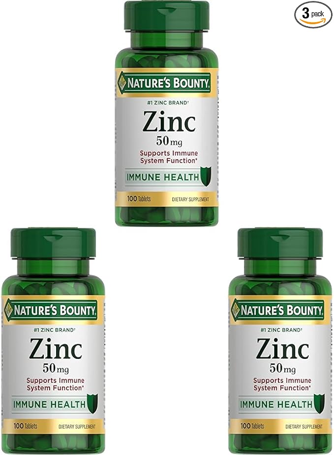Nature’s Bounty Zinc 50mg | Immune System, Skin, & Antioxidant Health Support | Contributes to DNA Formation | Vegetarian, Non-GMO, Gluten Free | 100 Caplets, 1 Serving Per Day for Daily Health