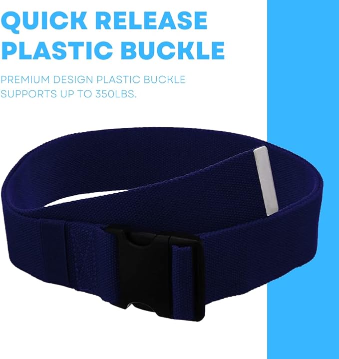 Gait Belt with Plastic Buckle by LiftAid - Transfer and Walking Aid with Belt Loop Holder for Assisting Therapist, Nurse, Home Care - 60"L x 2"W (Navy Blue)