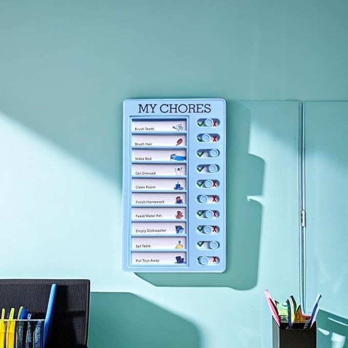 2 Pcs Chore Chart for Adults to do List My Chores Checklist Task Board Sliding Routine Chart for Kids, Memo Boards Slider Schedule DIY Detachable Daily Checklist Planning Table (2Pcs Blue My Chores)