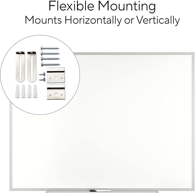 TRU RED Melamine Whiteboard | Dry Erase Board for Wall, White Board with Black Aluminum Frame, 4 ft x 3 ft, 1 Black Marker Included