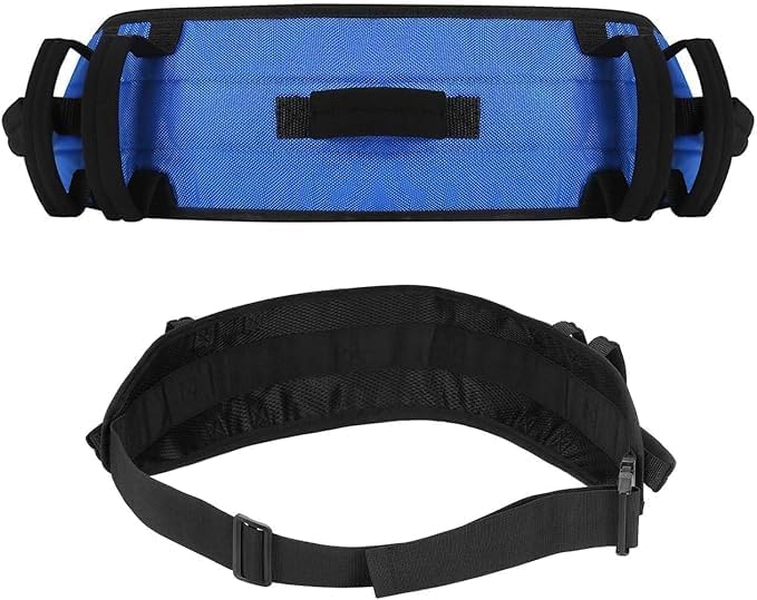 Rhino Valley Gait Belt for Senior with 7 Handles, 59" Anti-Slip Gate Belts Medical for Elderly, Transfer Belt with Quick Release Buckle, Elderly, Physical, Handicap, Bariatric Therapy, Blue & Black