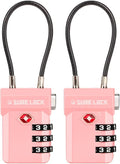 SURE LOCK TSA Approved 3-Digit Combination Luggage Locks – Open Alert Indicator, Re-settable Code with Zinc Alloy Body, Easy-Read Dials for Suitcase, Backpack, Gym Locker & Toolbox (Multiple Colors)