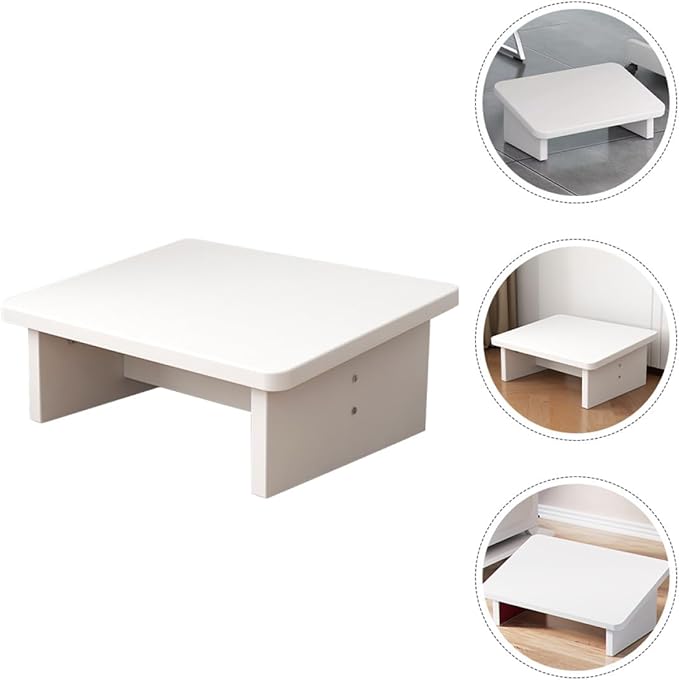 COHEALI Wooden Footrest Stool Warm White Multi-Functional Ergonomic Step Stool for Office Home Use Lightweight Stable Support for Foot and Back Comfort