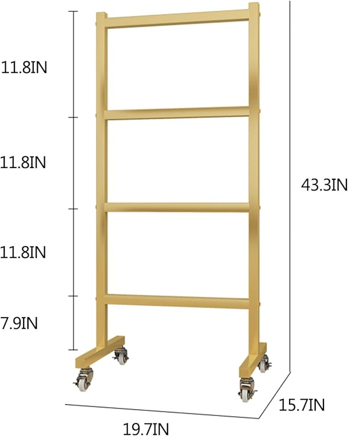 Clothing Hanger Storage System Hanger Stacker Metal Clothes Organizer with Casters, Retail Store Laundry Room Portable Hanger Stacker Holder (Color : Gold, Size : 19.7x15.7x43.3IN)