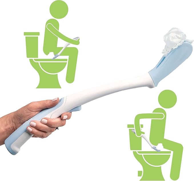 Juvo Toilet Aid (Pack of 2) - Personal Bottom Wiping Tool, Bathroom Mobility Aid for Disabled, Elderly, and Surgery Recovery - 18" Long Wand with Hygienic Cover