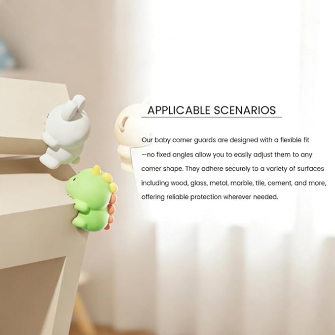 12 pcs Corner Protectors, Cartoon Animal Table Edge Guards, Bear Dinosaur Rabbit Design, Waterproof, Anti-Collision Furniture Protection（n）