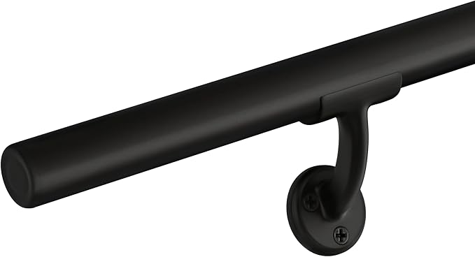 Meranti Aluminum Handrail for Indoor or Outdoor Steps and Stairs – Hand Rails for Elderly – DIY Complete Stair Railing Kit (AHR, Black, 9' Length)