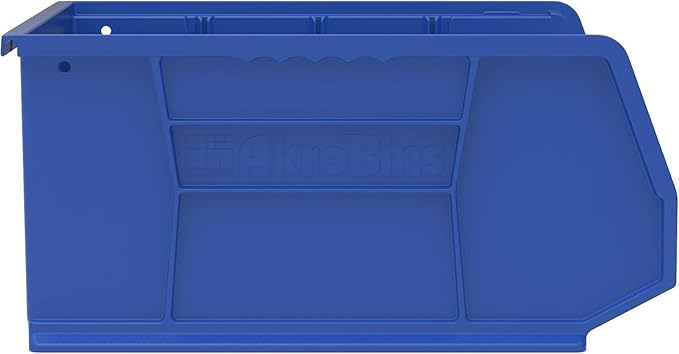Akro-Mils 30250 AkroBins Plastic Storage Bins, Space-Saving Stackable Bins for Garage, Pantry, Craft Organization, 15-Inch x 16-Inch x 7-Inch, Blue, 6-Pack