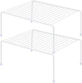 SIBAO Kitchen Cabinet Storage Shelf Rack/Plastic Feet - (13.1 x 10.2 Inch) - Steel Metal - Rust Resistant Finish - Cups, Dishes, Cabinet & Pantry Organization (2, White)