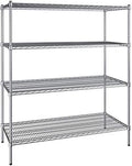 24" x 54" NSF Chrome 4-Shelf Kit with 64" Posts, Heavy Duty Storage Shelving, Wire Shelving Kit, NSF Commercial Storage Rack Unit