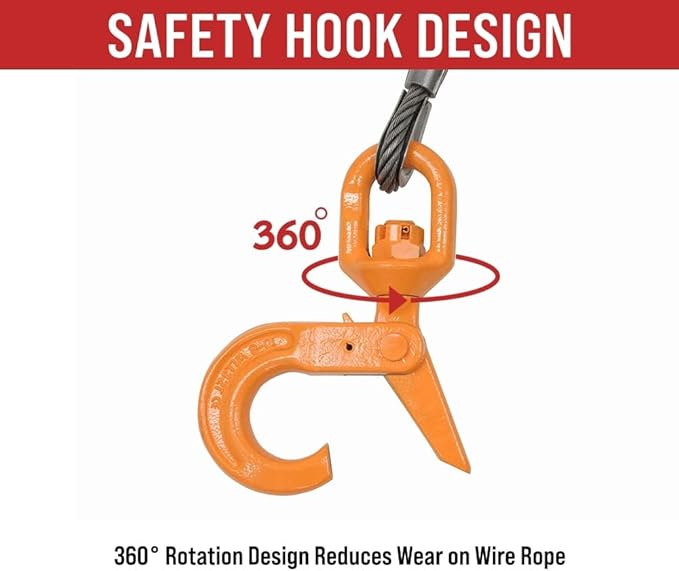 Mytee Products 1 Pack Steel Core Winch Cable 3/8" x 50' Swivel Hook 14,400 lbs Breaking Strength & 1 Pack Side Puller Recovery Tool for Vehicle Towing & Angled Winching - 9,000 lbs WLL