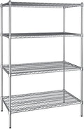 24" x 42" NSF Chrome 4-Shelf Kit with 64" Posts, Heavy Duty Storage Shelving, Wire Shelving Kit, NSF Commercial Storage Rack Unit