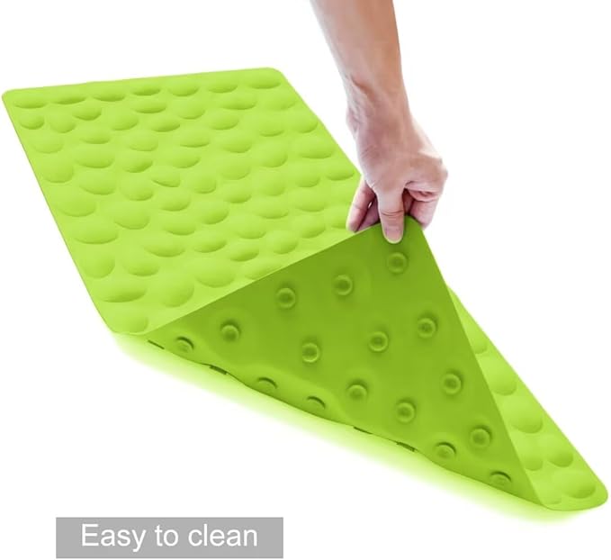 Non-Slip Bathtub Mat OTHWAY Soft Rubber Bathroom Bathmat with Strong Suction Cups (Green, 16x31.5 inch)