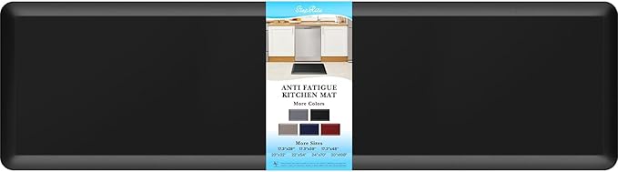 4/5 Inch Thick Kitchen Mats for Floor, StepRite Kitchen Rug for Standing Desk, Non-Slip, Thicker, Stain & Water Resistant, Comfort Anti Fatigue Floor Mat for Home, Kitchen, Office - Black,108 * 30''