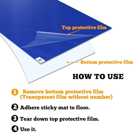 SATECH Sticky/Tacky/Adhesive Mat 18" x 36" Blue (Case of 4 Mats,30 Sheets Each) for Cleanroom Laboratory Hospital Construction Pets