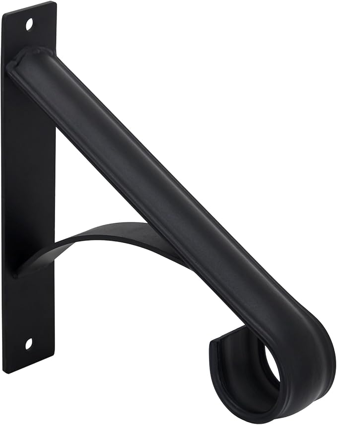 Wall Mount Handrail for 1-2 Steps, Heavy Duty Wrought Iron, for Outdoor Porch Steps, Balcony, Yard, Black