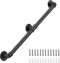 5FT Industrial Stair Railing Wall Mount Staircase Handrail φ1.3 Pipe Hand Rail for Steps Grab Bar Foot Rail Vintage Pipe Railing Black Deck Handrail for Outdoor Indoor Stairs Porch