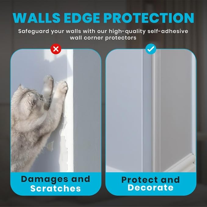 Proflex Wall Corner Protector - Clear 2 inch x 48 inch - Pack of 6 - Self Adhesive Corner Guards for Walls Edge Protection – Easy to Apply – No Tools Needed