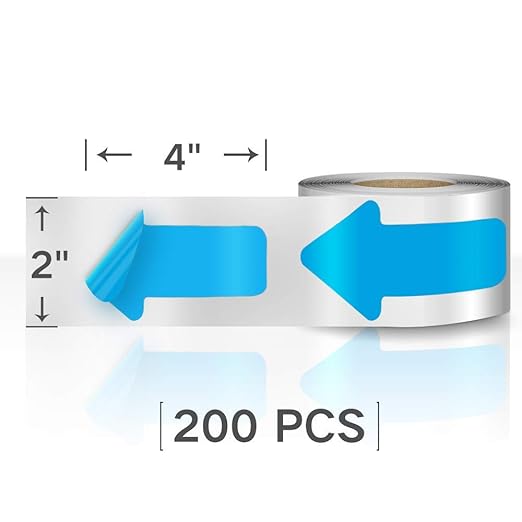 Arrow Floor Marking Sticker Sign - 200 PCS Blue Decal Tape 2"4"