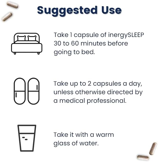 BB Company inergySLEEP | Natural Sleep Supplement & Sleep Aid for Deep Sleep, Helps to Calm & Relax | Magnesium, Lemon Balm, Black Cohosh, GABA, Holy Basil | Packaging Vary | 30 Ct