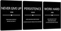 Motivational Office Wall Art Decor Inspirational Work Hard Canvas Wall Art 3 Pieces Entrepreneur Success Quote Posters Prints Wall Paintings Picture Home Bedroom Framed Artwork 12"x16"x3